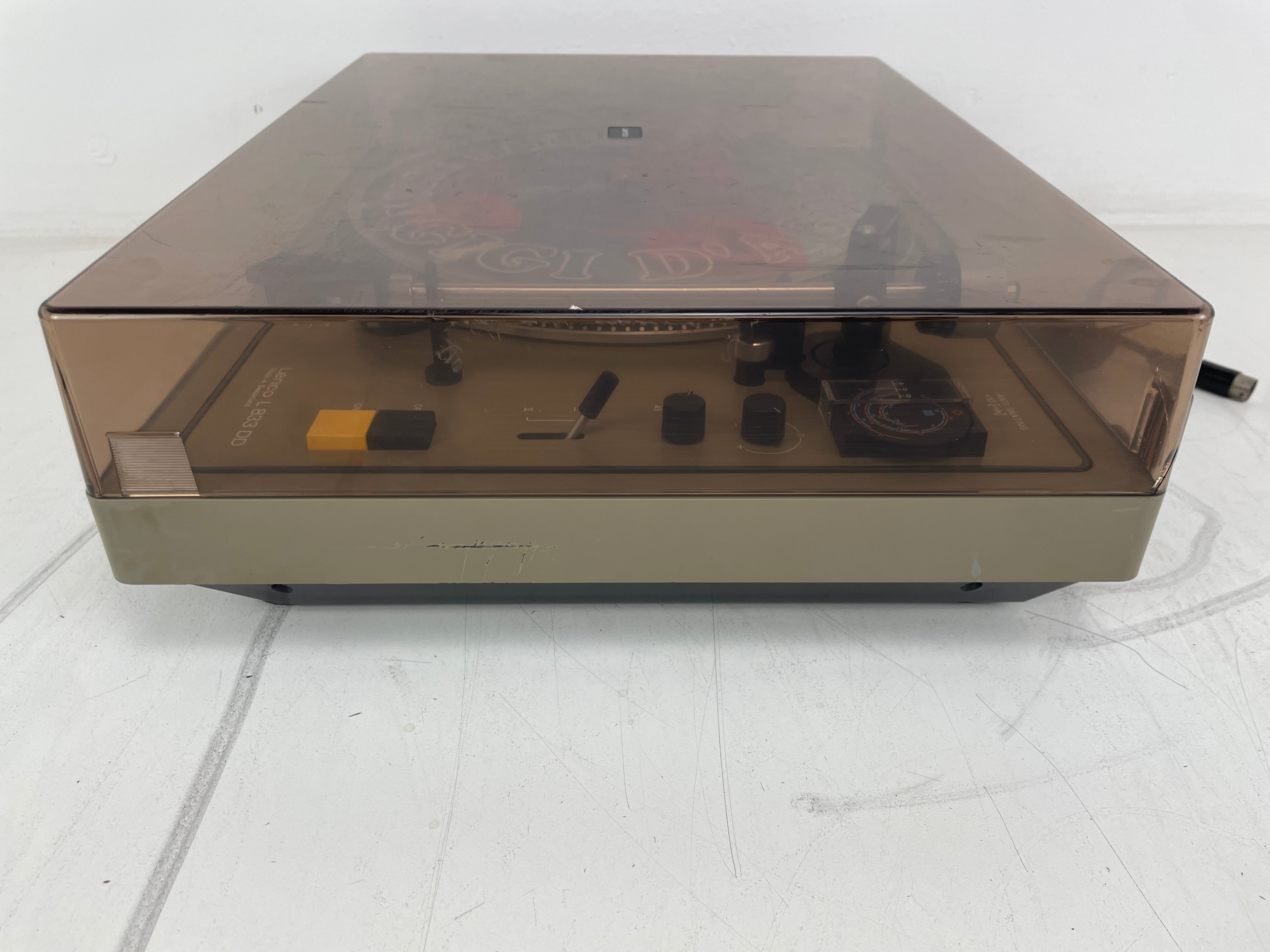 Lenco - L833D - Direct Drive Turntable - Lenco Stylus - Broken Dustcover/Strobe
