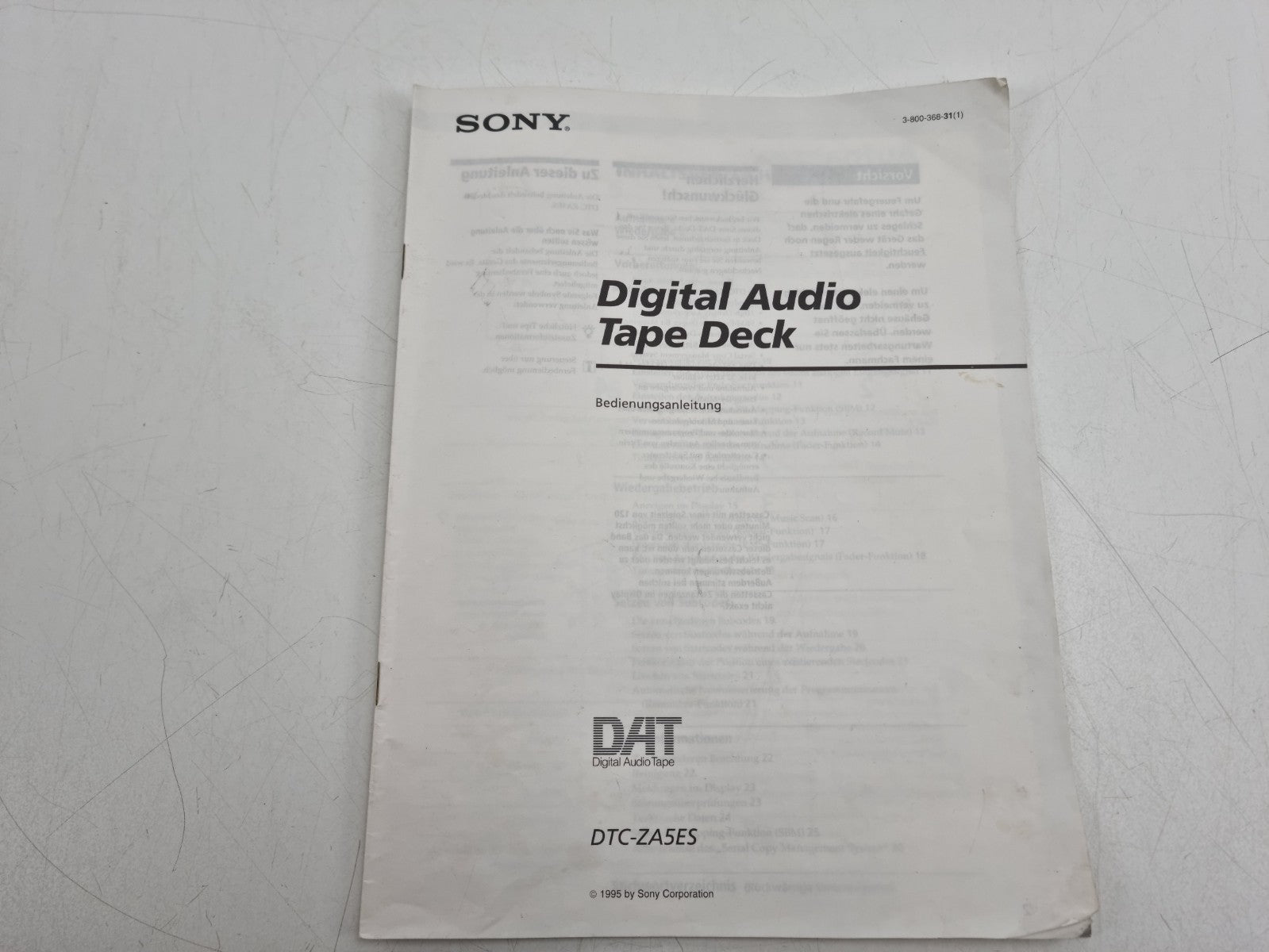 Sony DTC-ZA5ES  Digital Audio Tape Deck -  Fully Serviced - With German Manual