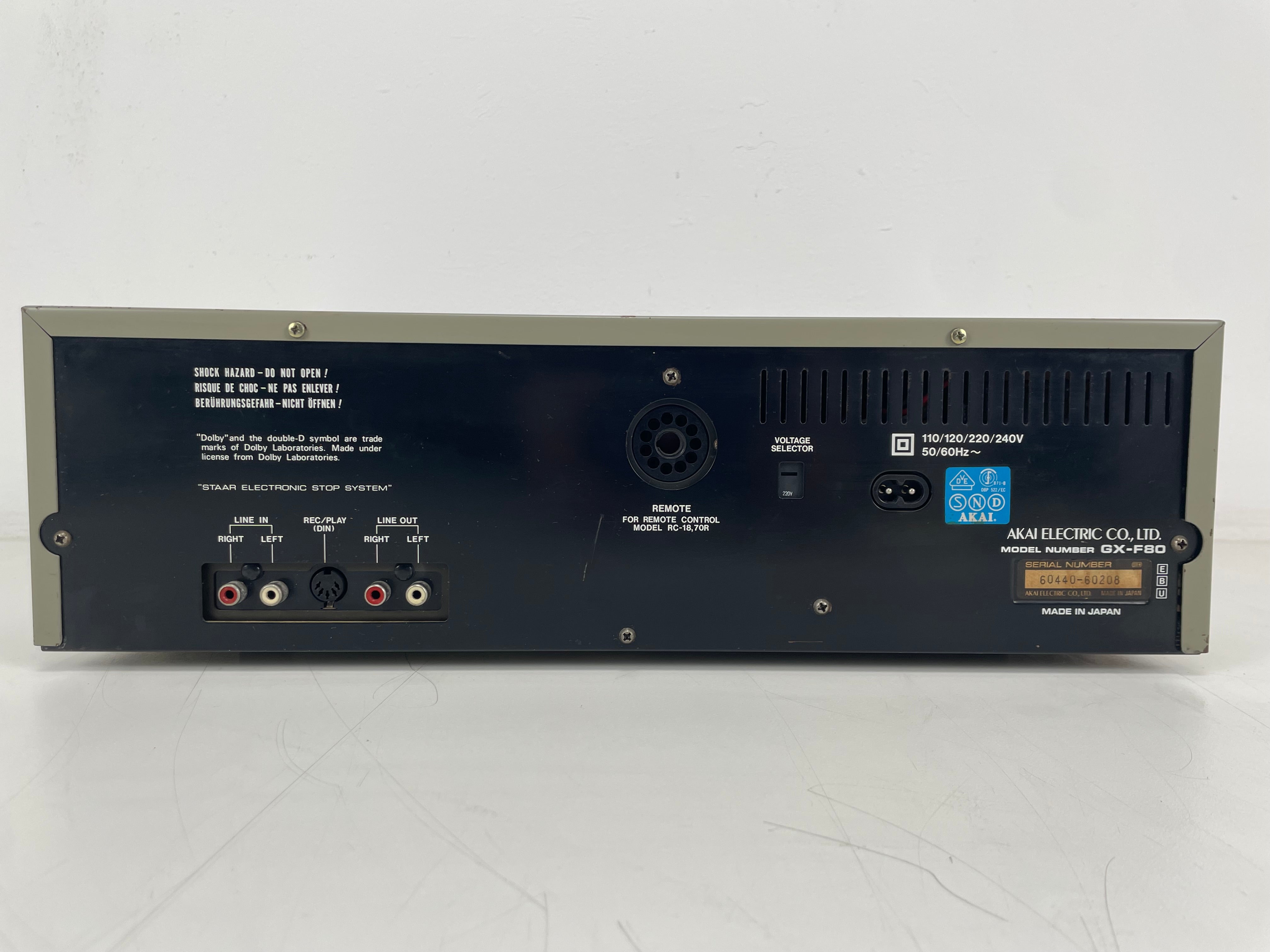 Akai - GX-F80 - Stereo Cassette Deck - GX-Head - 3-Head - Serviced