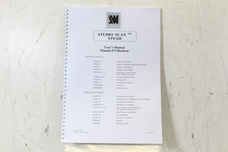 AnalogWay Studio Scan XTD 620 Manual with Disc