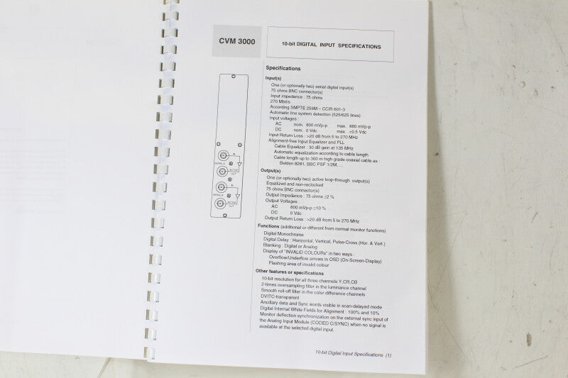 Barco CVM 3000 10-Bit Digital Input With Instruction Manual