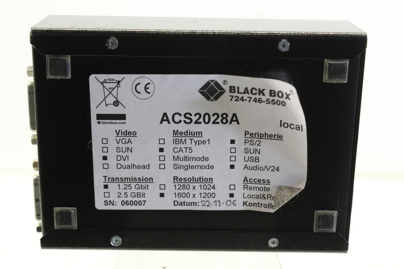 BLACK BOX Corporation ACS2028A DVI-D KVM Extender Local Unit