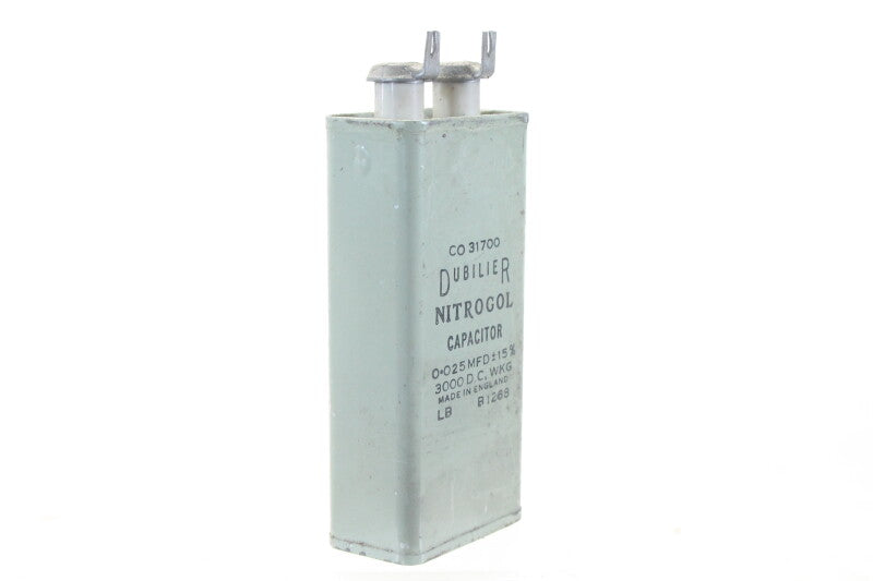 Dubilier Nitrogol Capacitor 0.025 MFD ± 15% 3000 DC WKG LB B1268