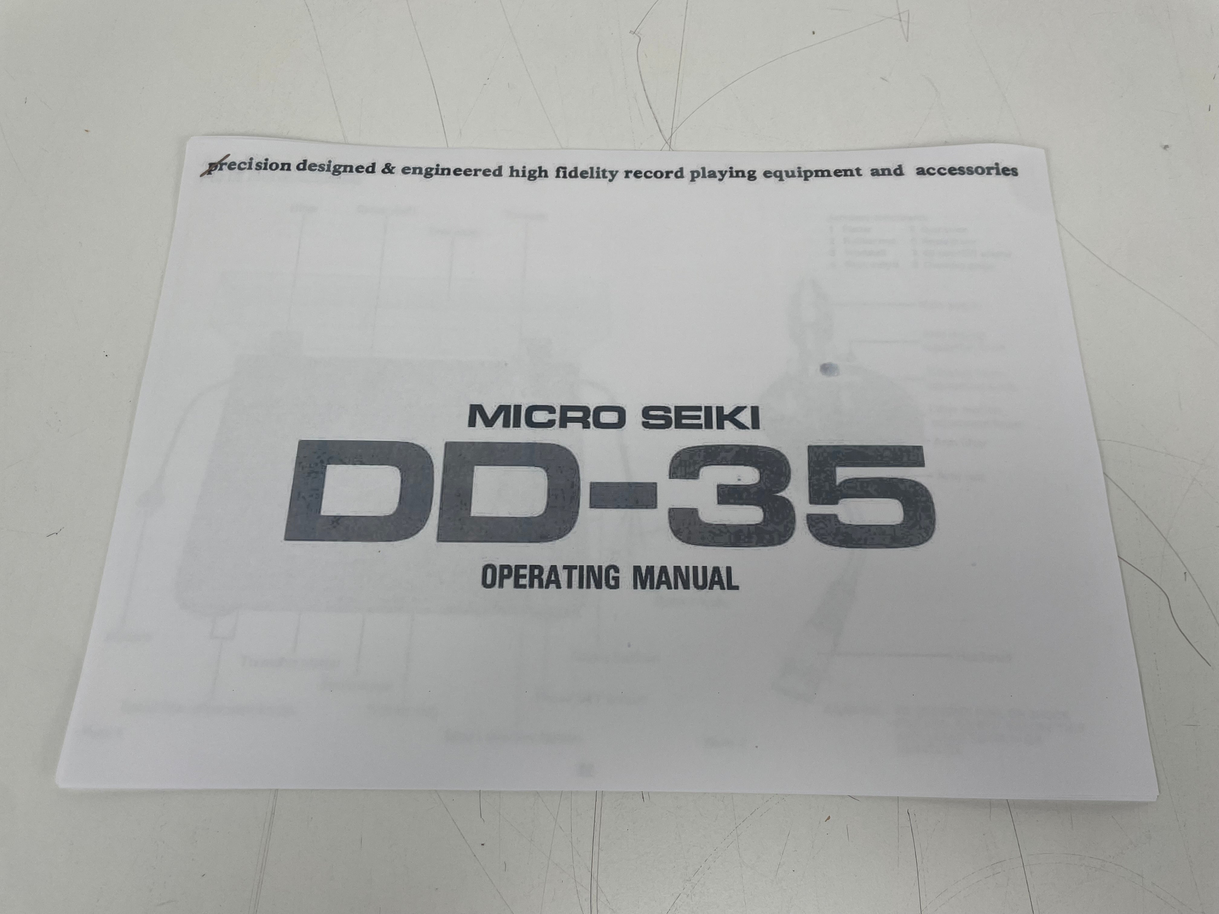 Micro Seiki - DD-35 - Turntable 110V! - Imported from Japan - Original Box & Manual