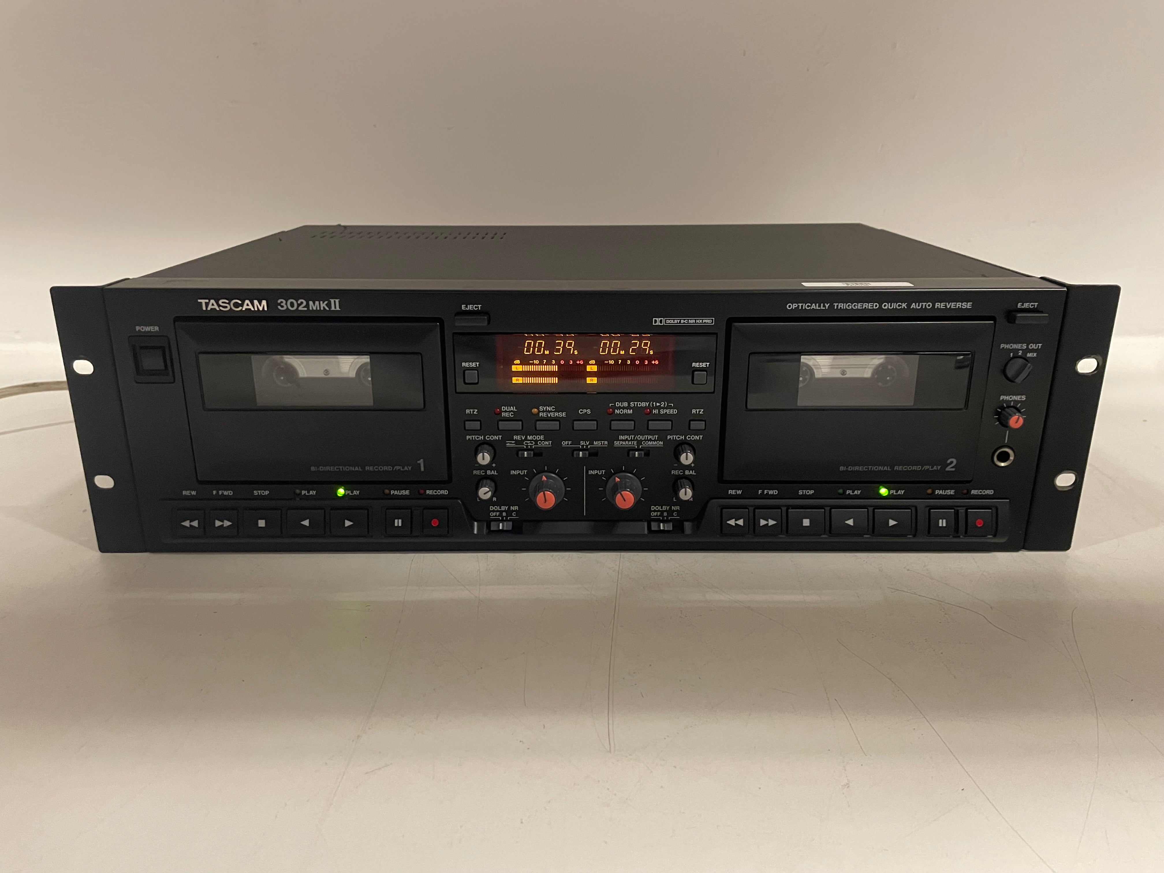 Tascam - 302 MK2 - Double Cassette Deck - 2-Head - Serviced (New Belts) - 19" Rack