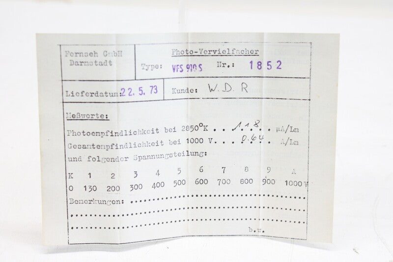 Fernseh Fernseh VFS 910S Photo Multiplier vintage Tube (No.7)