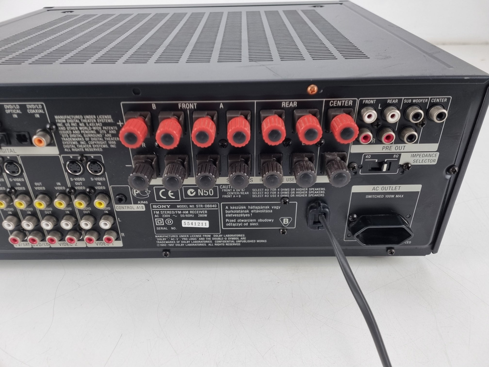Sony STR-DB840  - FM Stereo/fm-am Receiver- Works ok - Coaxial Input is Damaged