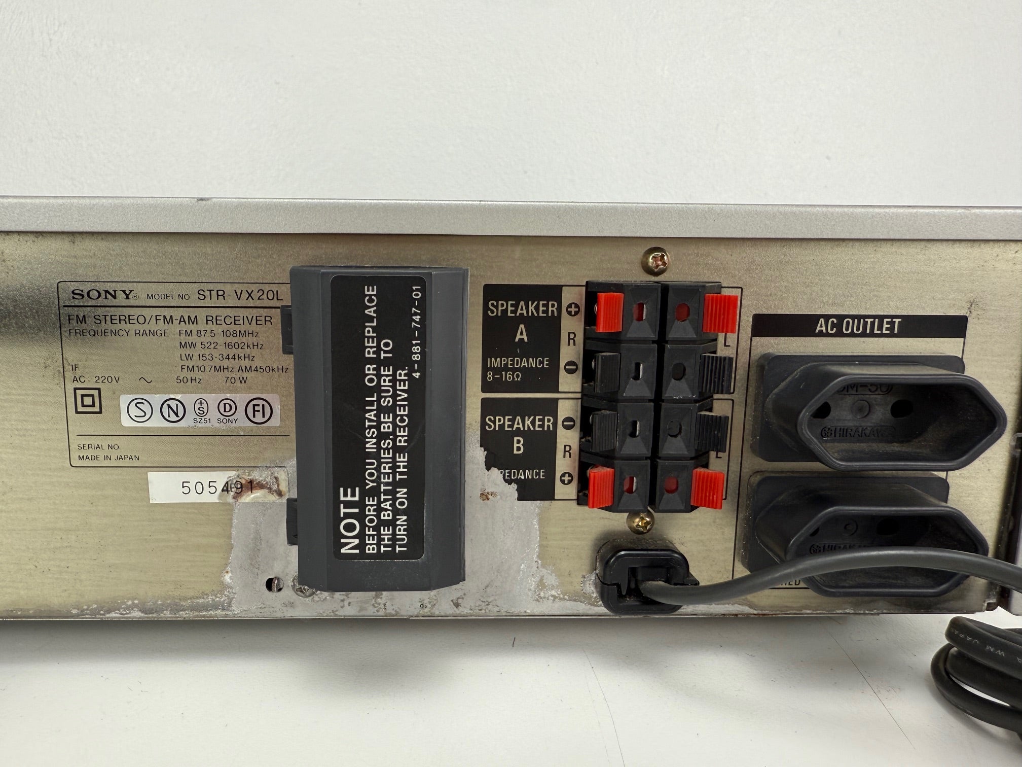 Sony STR - VX20L FM Stereo / FM - AM Receiver - Light serviced