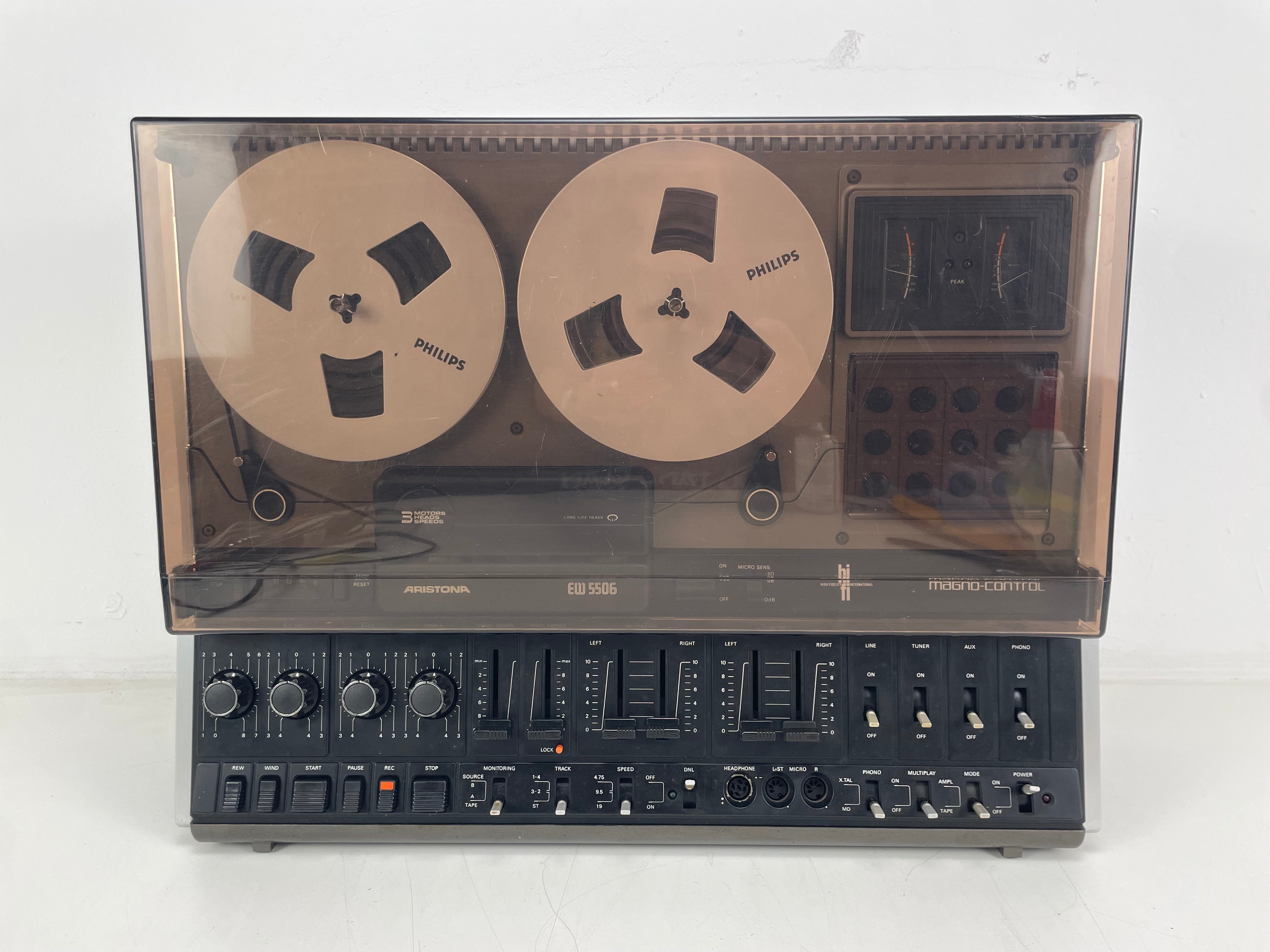 Aristona EW5506 (Philips N4506) - 3-Head Reel-to-Reel Recorder - Inc. Dust-Cover - New Belts