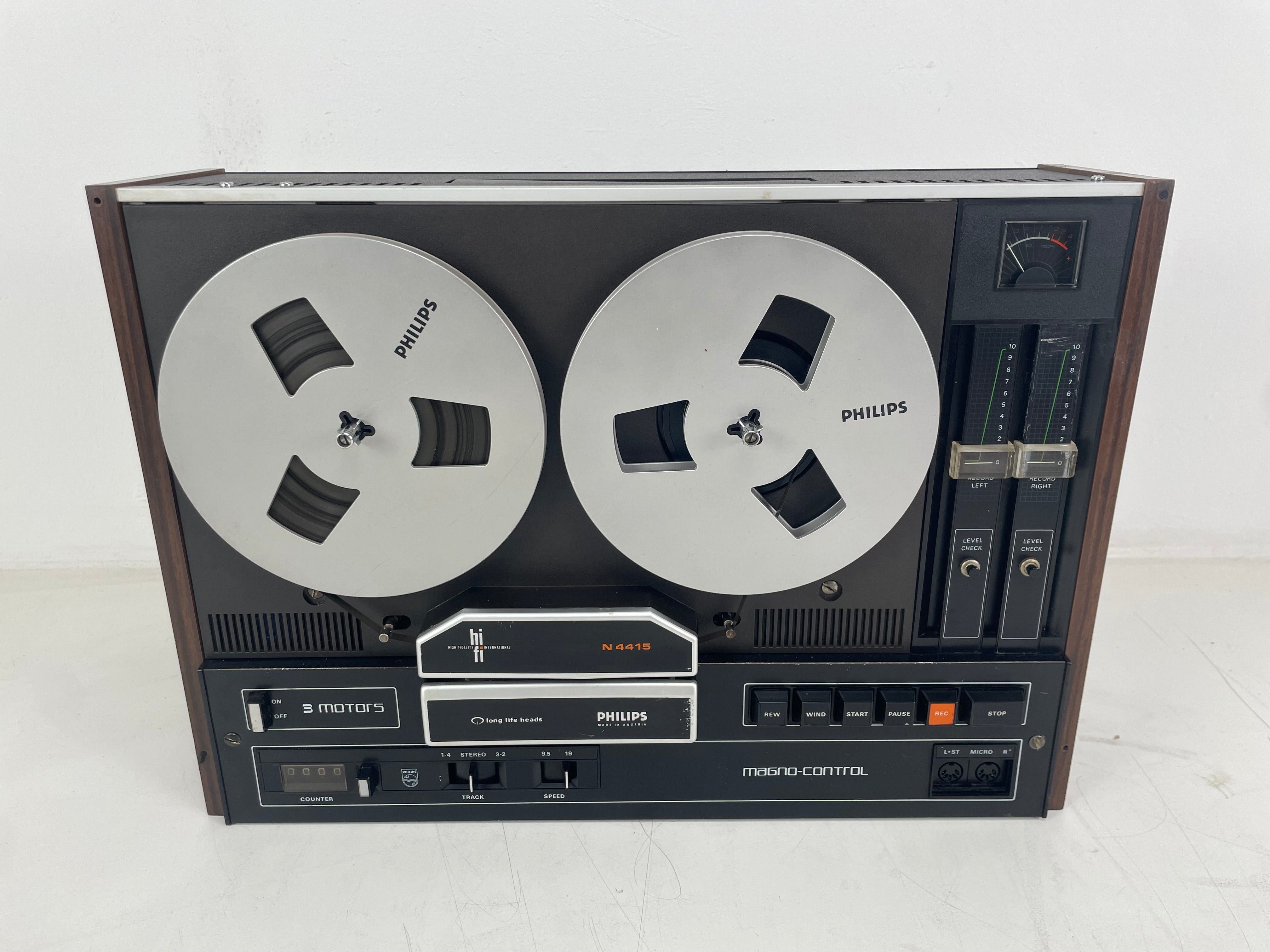 Philips - N4415 - Reel-to-Reel Recorder - 18 CM - 2-Head - Serviced (New Belts/Cleaned)