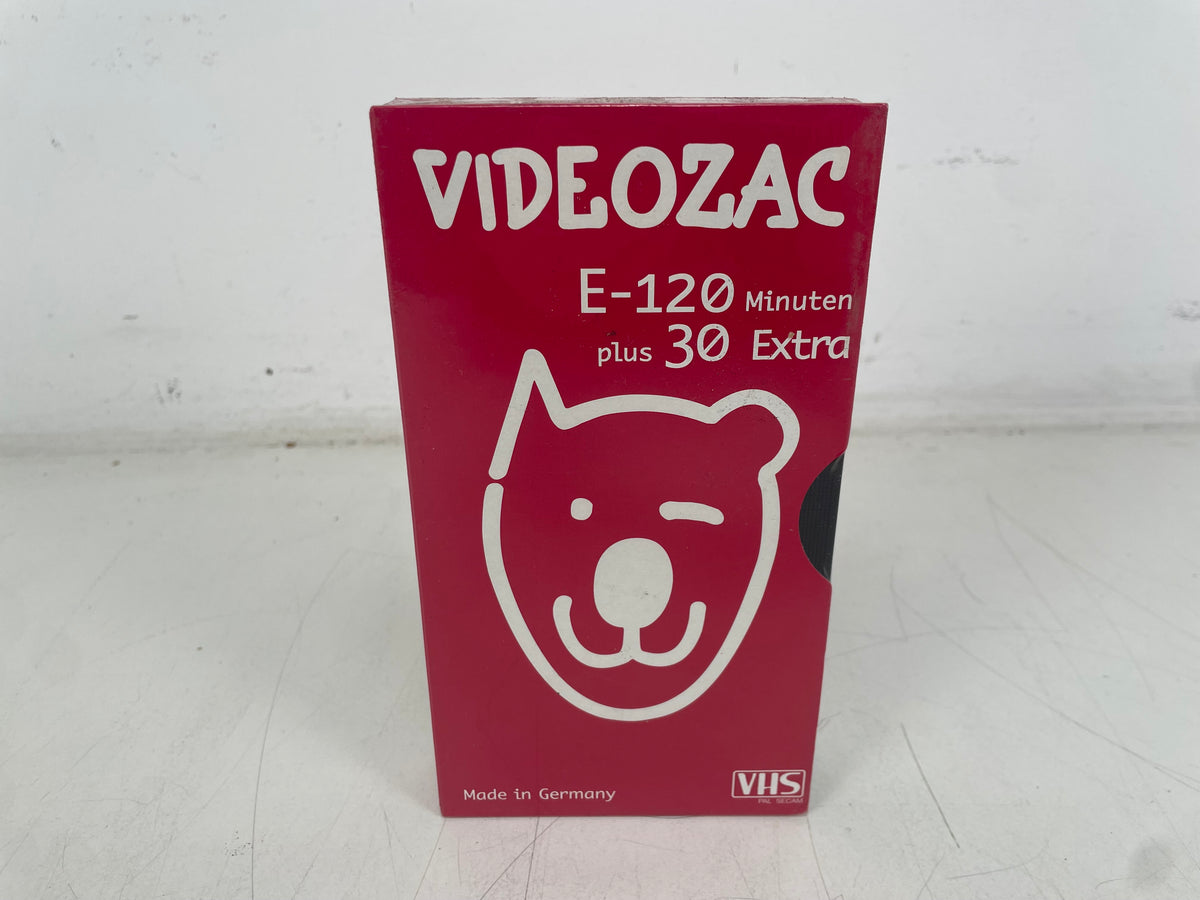VIDEOZAC Red Zac E-120 +30 Extra – Chrome VHS Blank Video Cassette – NOS Sealed