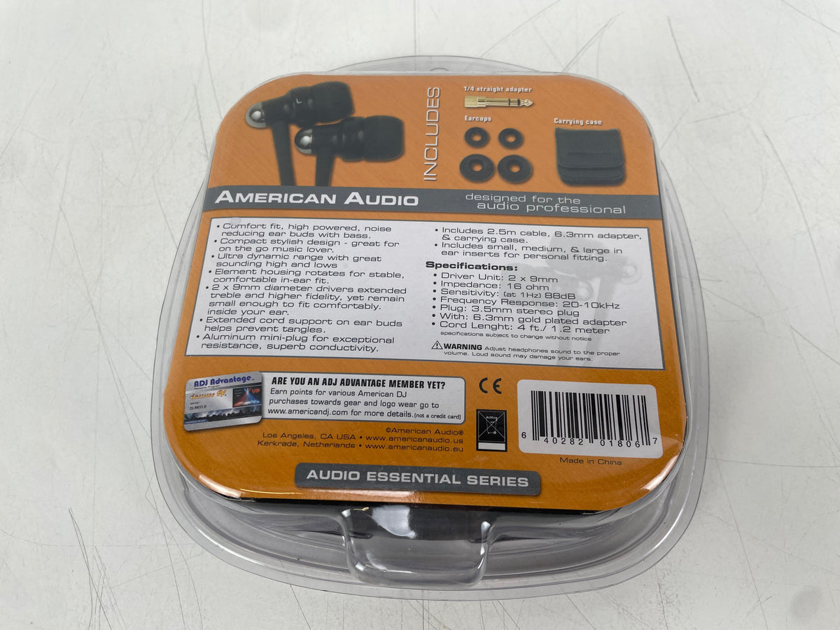American Audio – EB-900 – Professional In-Ear Earbuds – Original Case & Accessories – NOS
