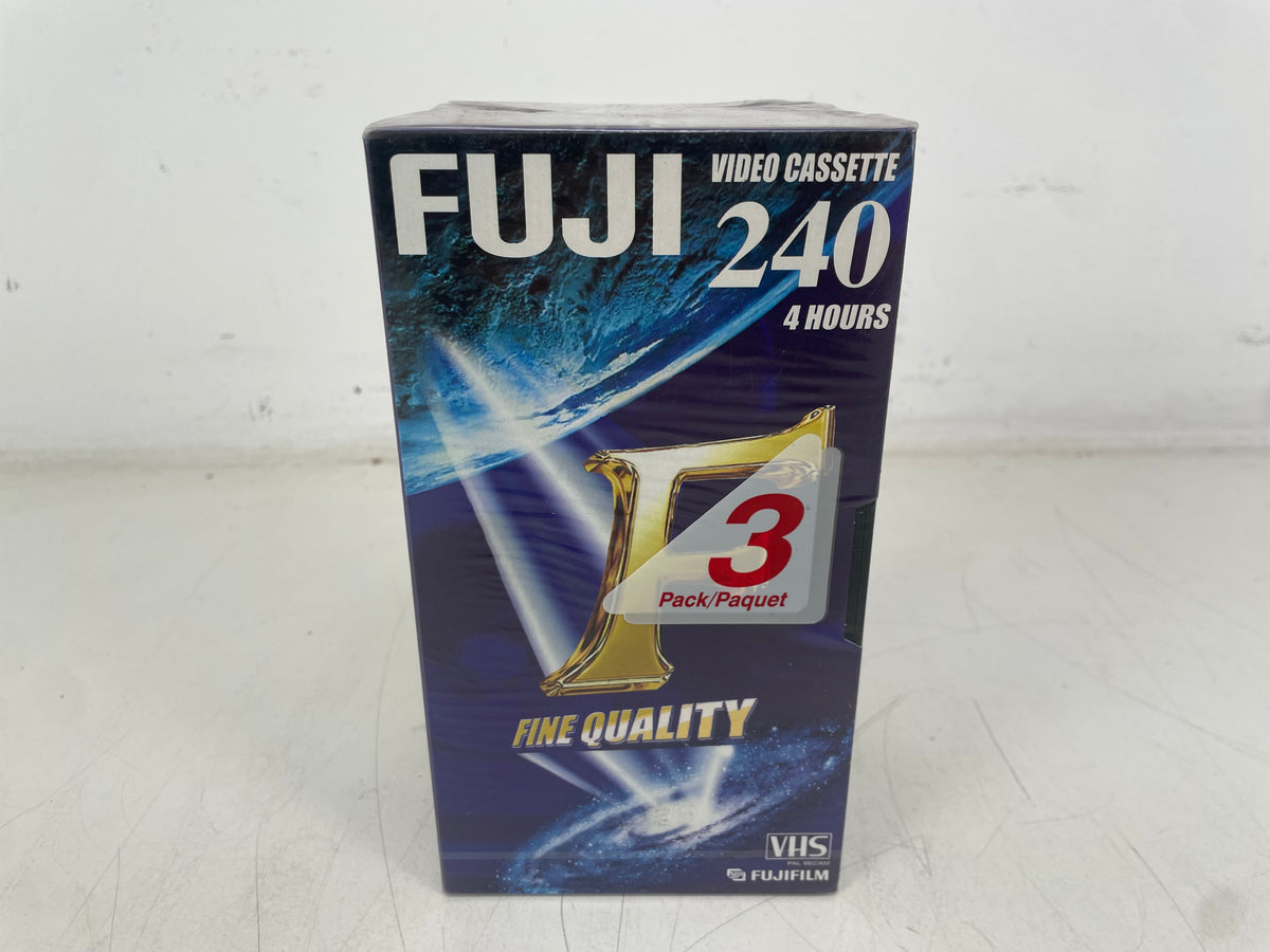 Fuji F-E240 VHS Video Cassette – 4 Hours – 3 Pack – Factory Sealed NOS