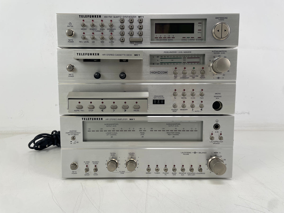 Telefunken M1 System – MA1 Amplifier / MT1 Quartz Tuner / MC1 Cassette Deck – Complete 3-Piece Set
