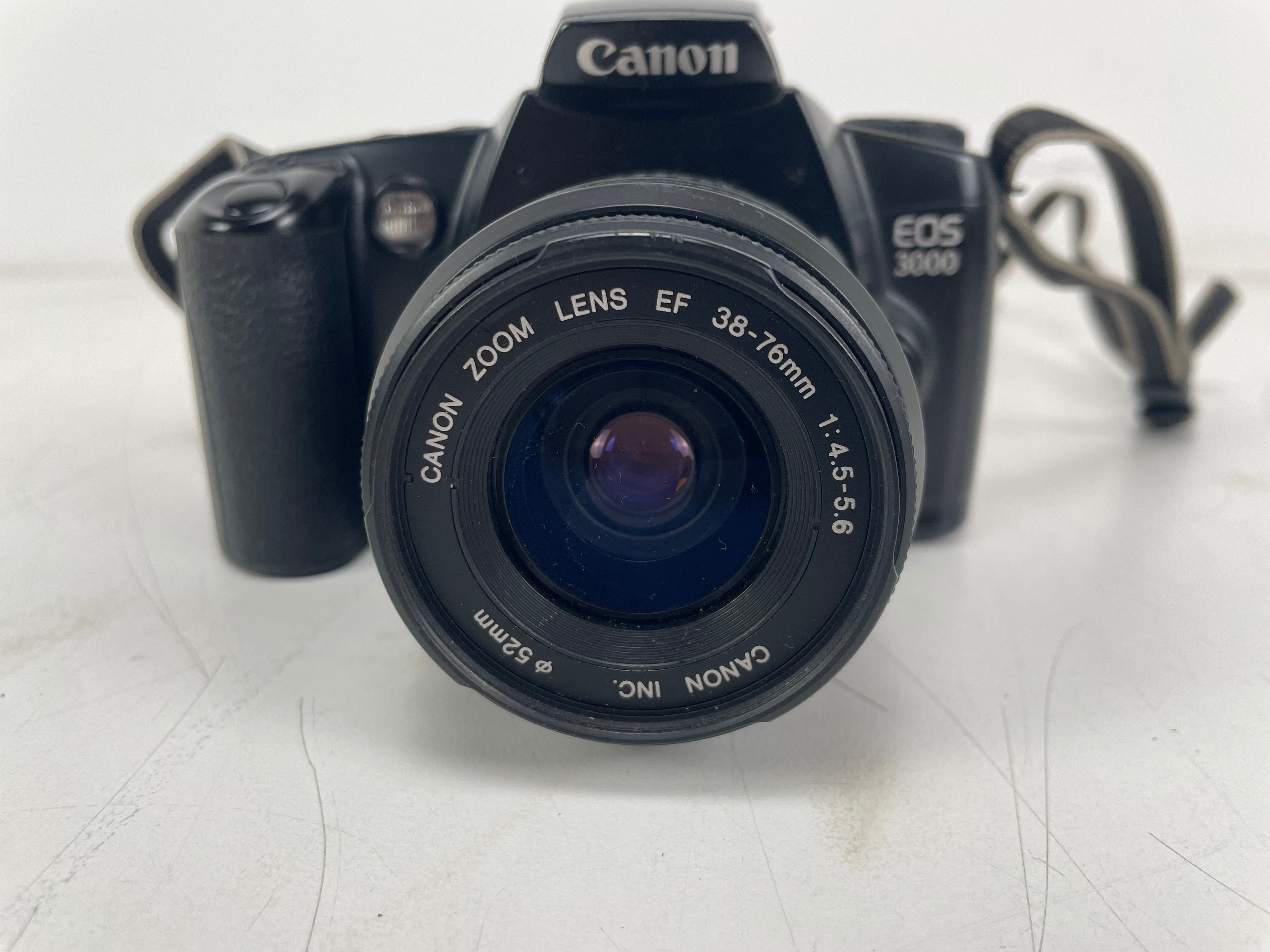 Canon EOS 3000 – Analog 35mm Film Camera – Inc. Accesoires/Manual – As Is (Untested)