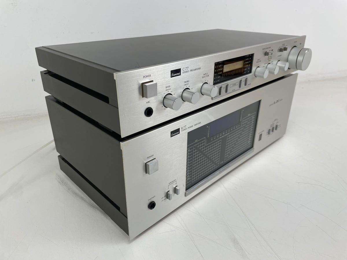 Sansui - C-77 & B-77 – Stereo Preamplifier / Power Amplifier Set - Serviced (B77 Repaired)