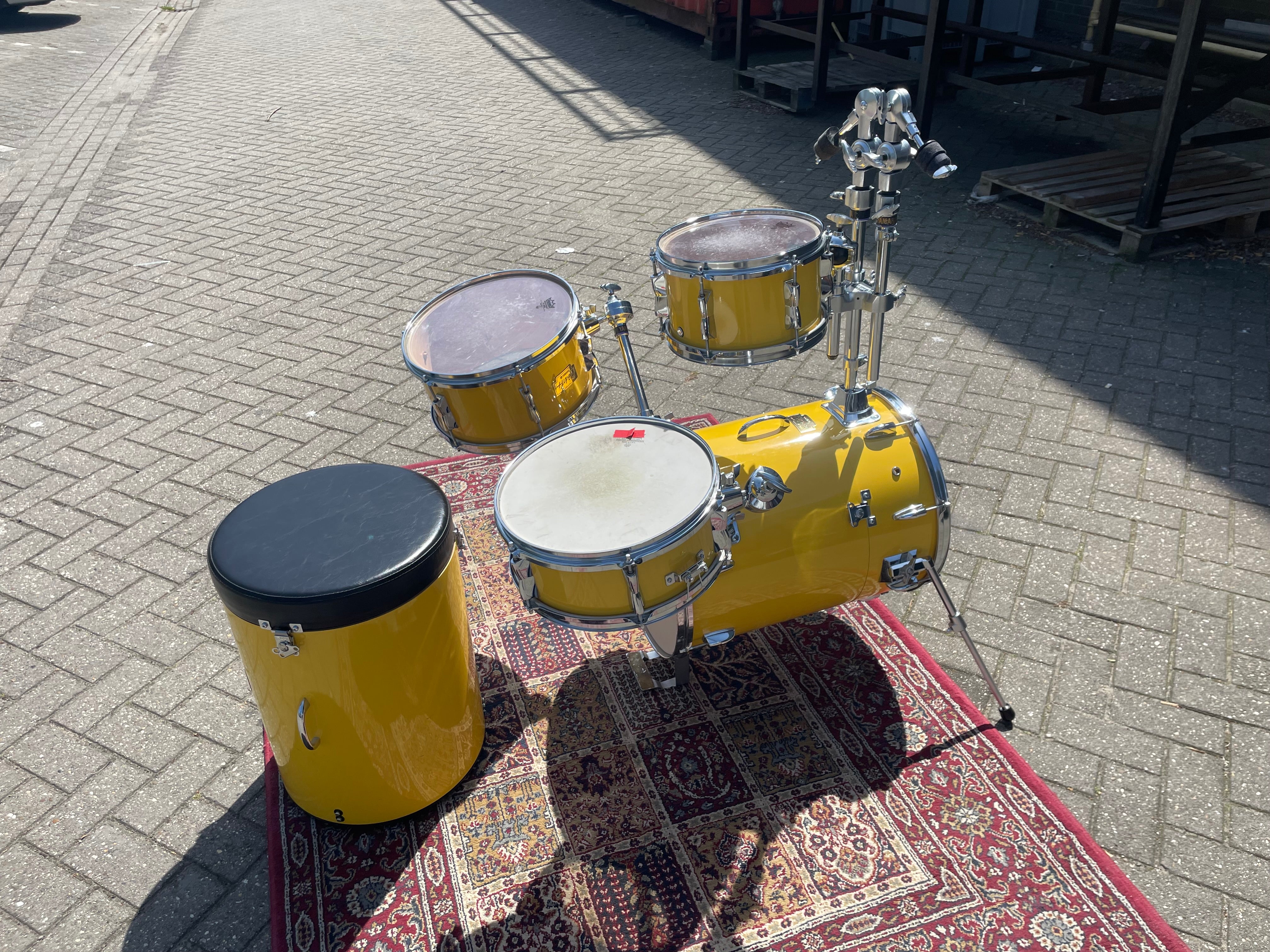 Yamaha - Hipgig MKI – Yellow Drum Kit – Vintage Rare Compact Drum Set - Inc. Cases