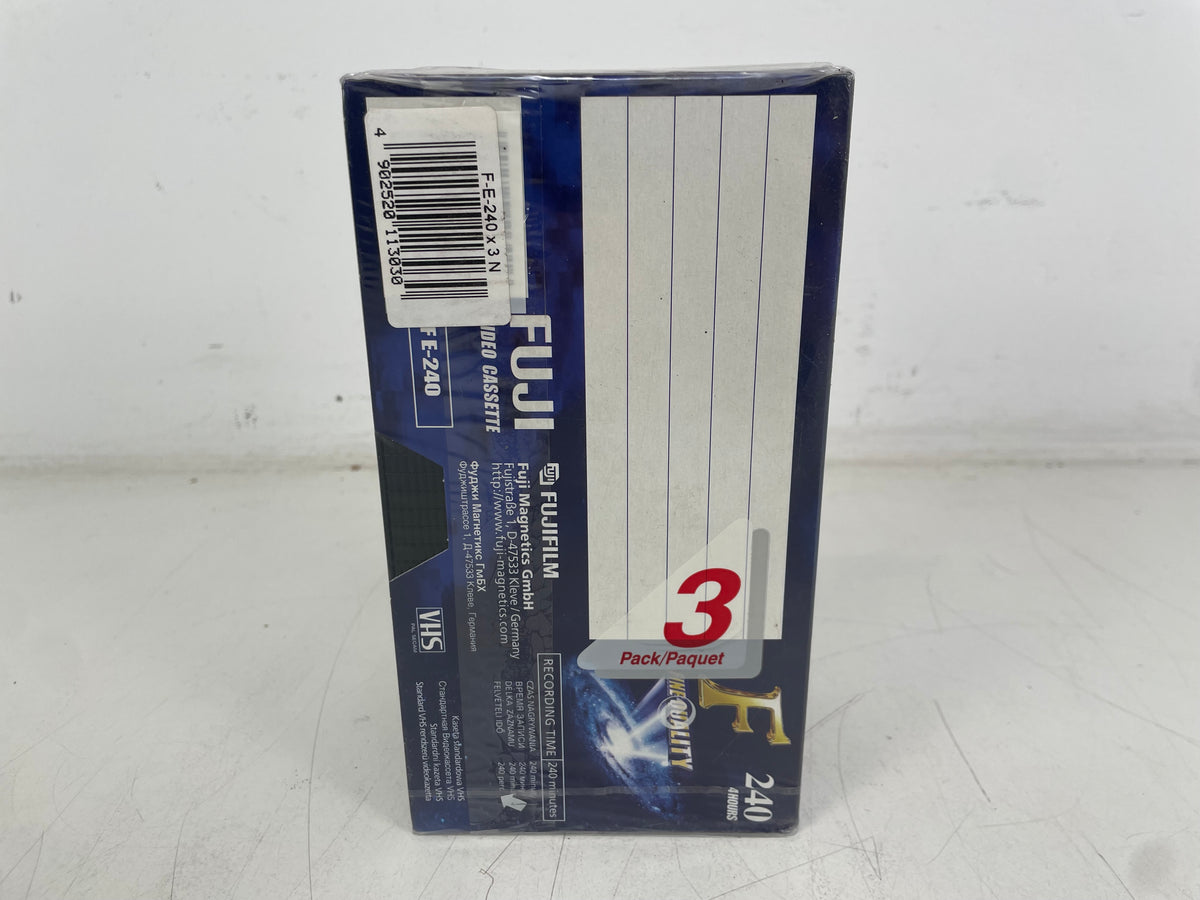 Fuji F-E240 VHS Video Cassette – 4 Hours – 3 Pack – Factory Sealed NOS
