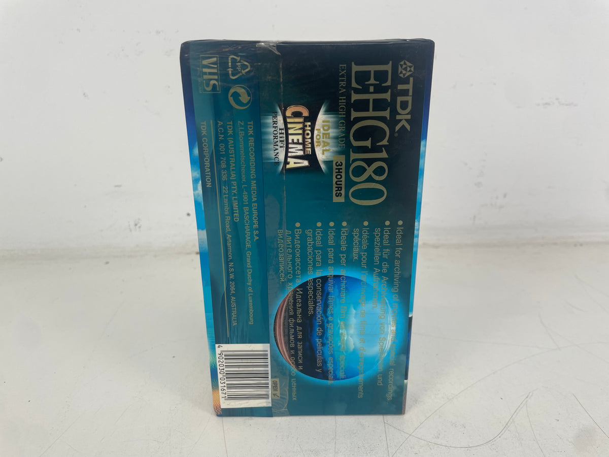 TDK E-HG180 Extra High Grade VHS Video Cassette – 3 Hours – Factory Sealed NOS