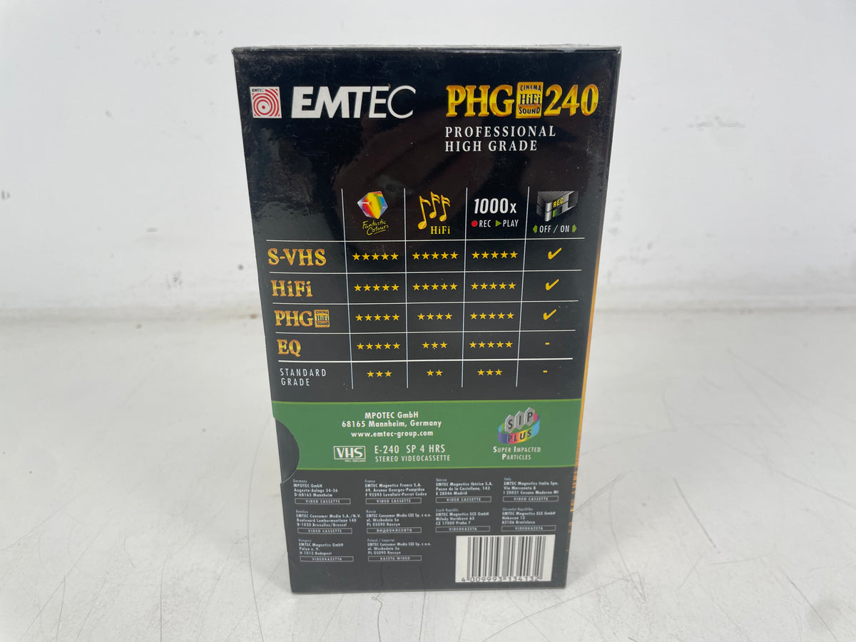 EMTEC PHG 240 Professional High Grade VHS – E-240 / 4 Hours – Sealed NOS