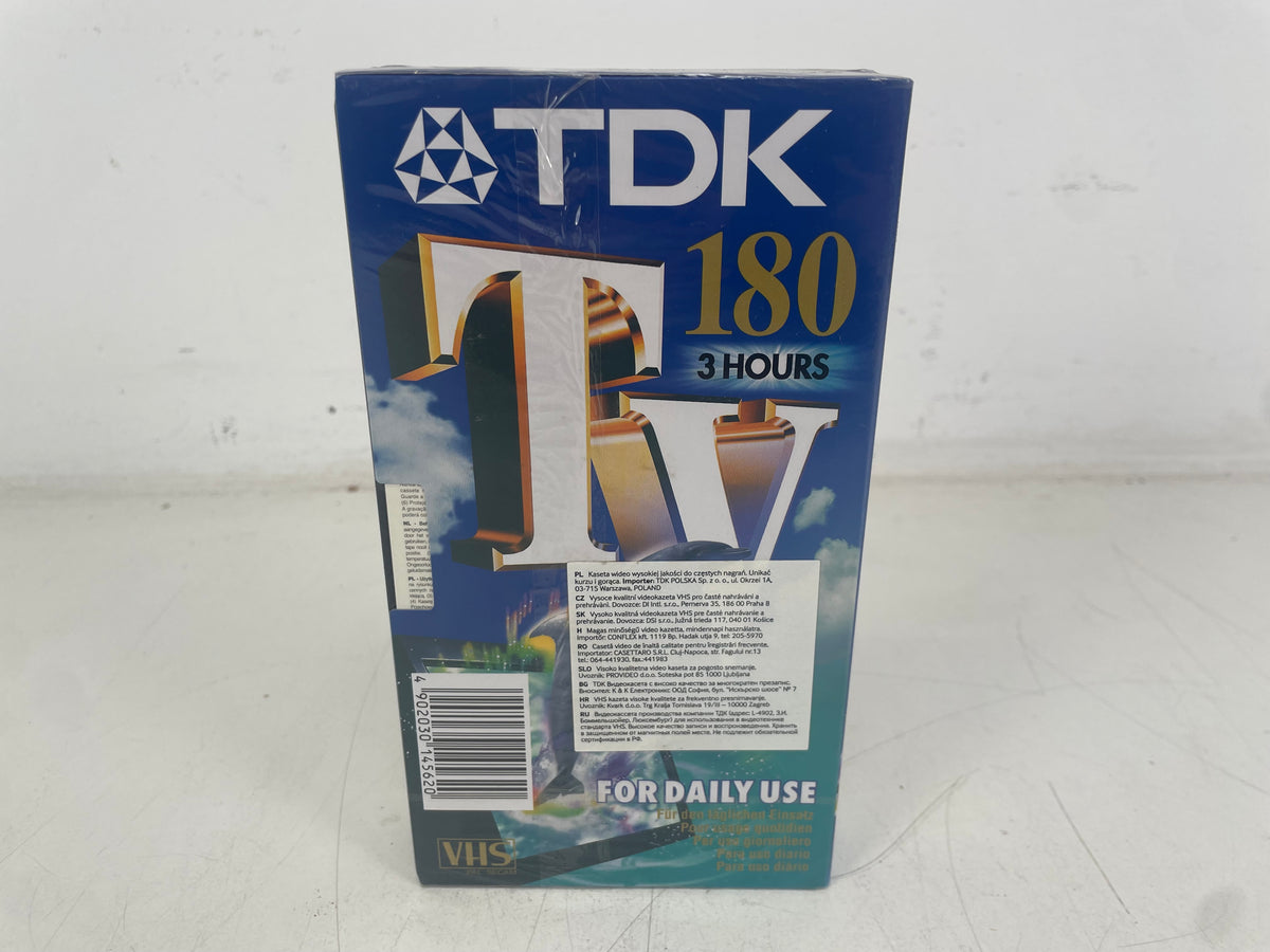 TDK TV180 VHS Video Cassette – 180 Minutes / 3 Hours – Factory Sealed NOS