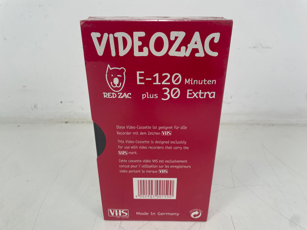 VIDEOZAC Red Zac E-120 +30 Extra – Chrome VHS Blank Video Cassette – NOS Sealed
