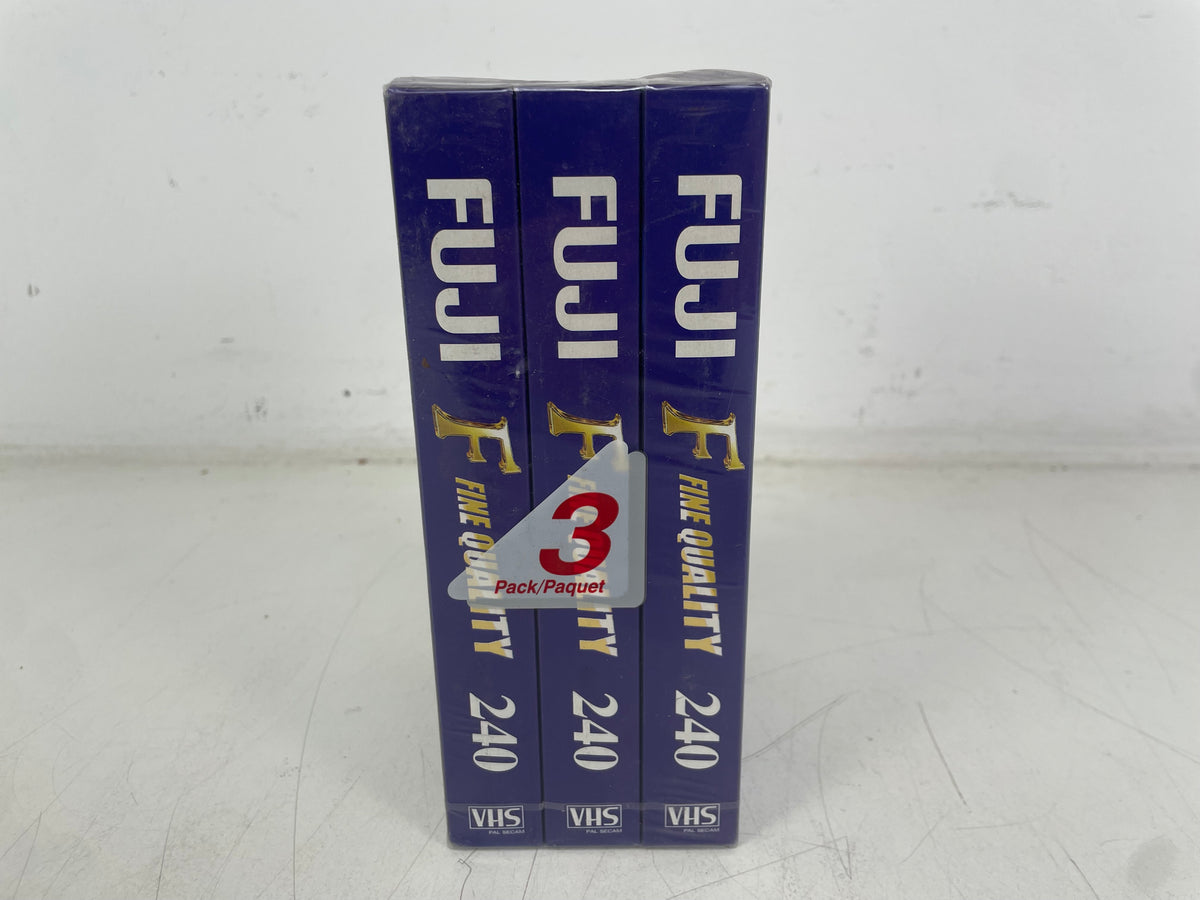 Fuji F-E240 VHS Video Cassette – 4 Hours – 3 Pack – Factory Sealed NOS