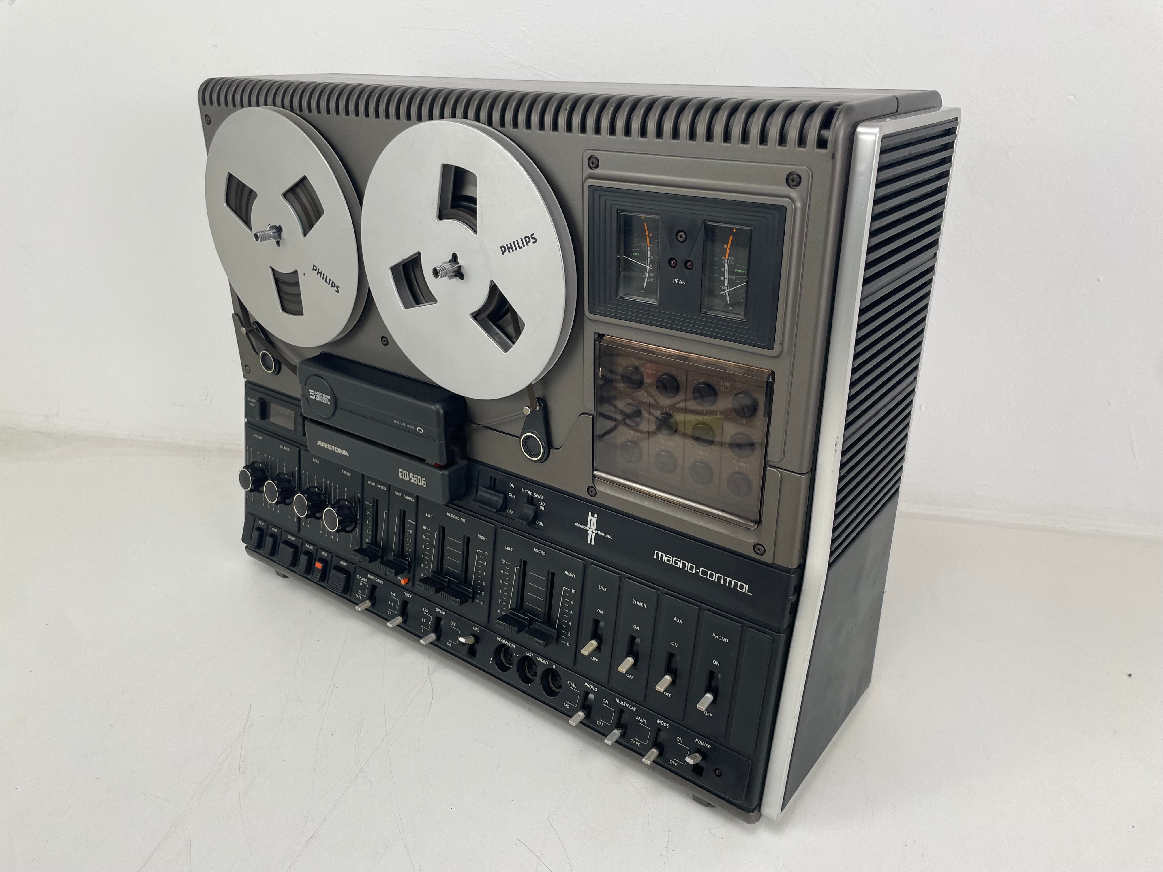 Aristona EW5506 (Philips N4506) - 3-Head Reel-to-Reel Recorder - Inc. Dust-Cover - New Belts