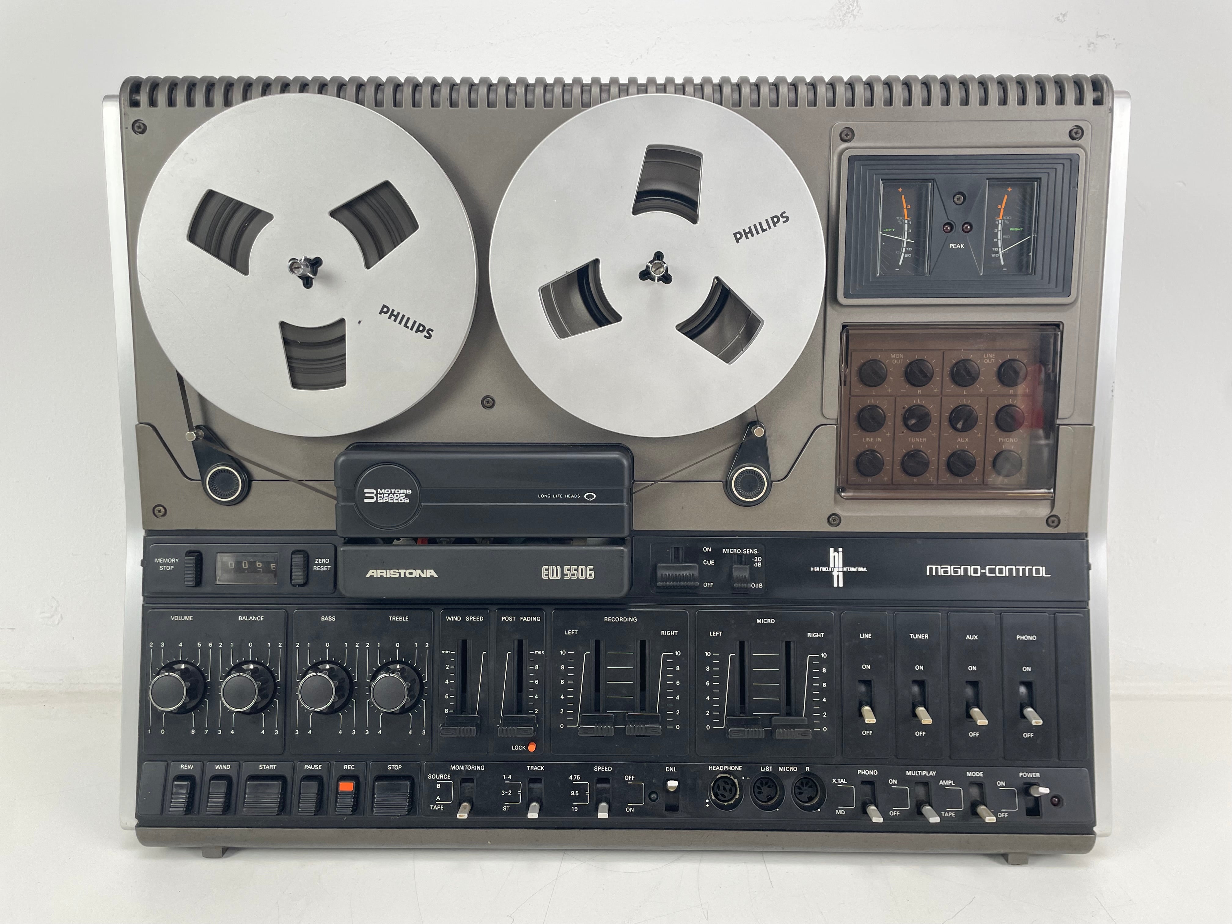 Aristona EW5506 (Philips N4506) - 3-Head Reel-to-Reel Recorder - Inc. Dust-Cover - New Belts