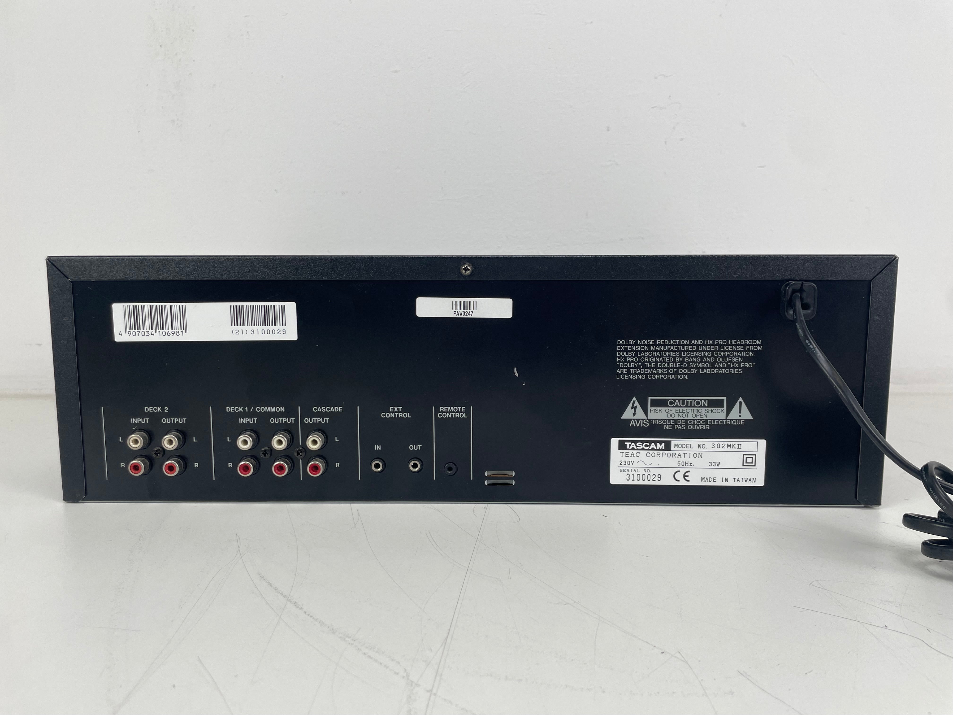 Tascam - 302 MK2 - Double Cassette Deck - 2-Head
