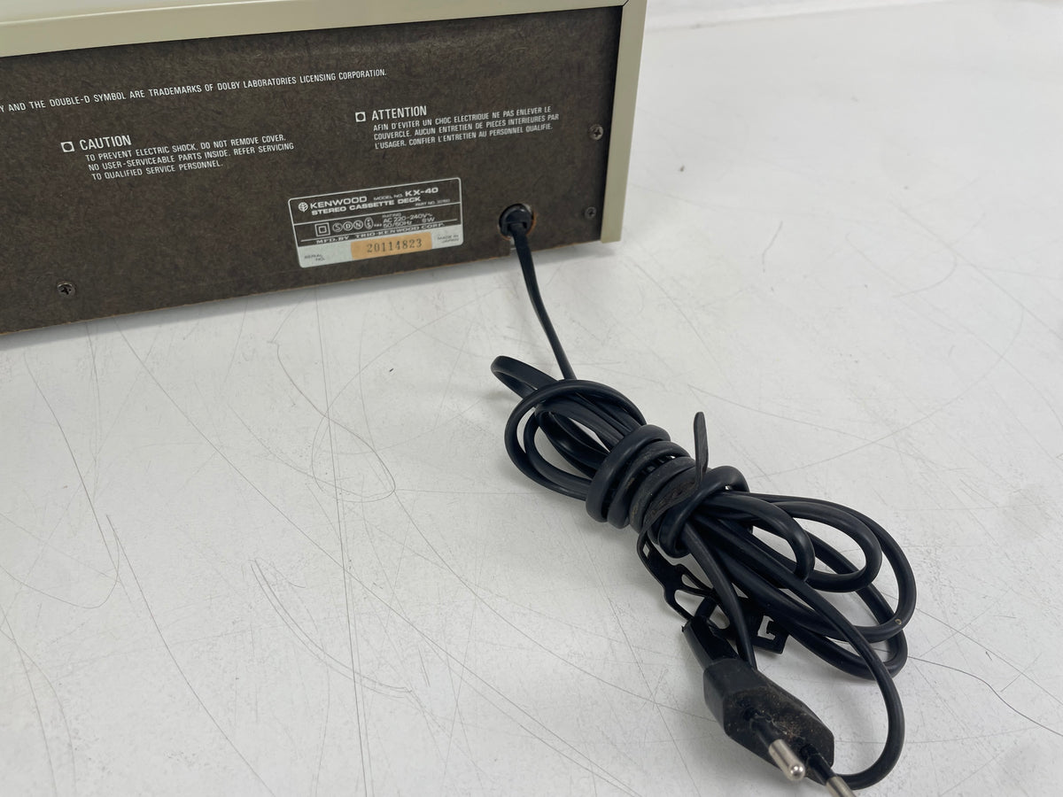 Kenwood – KX-40 – Stereo Cassette Deck – 2-Head – Serviced (New Belts/Cleaned)
