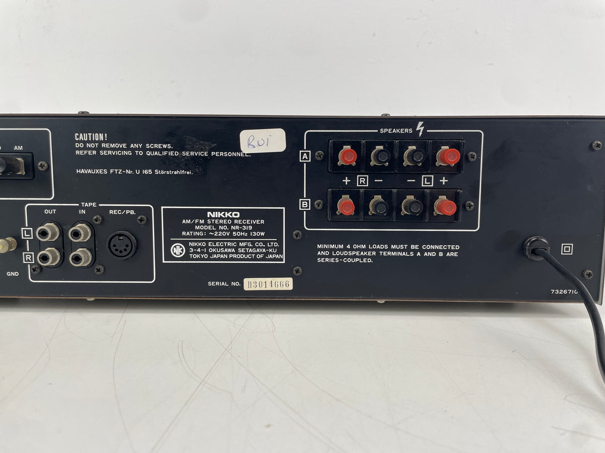Nikko – NR-319 –  AM/FM Stereo Receiver - Serviced (Pot-Meters Cleaned)