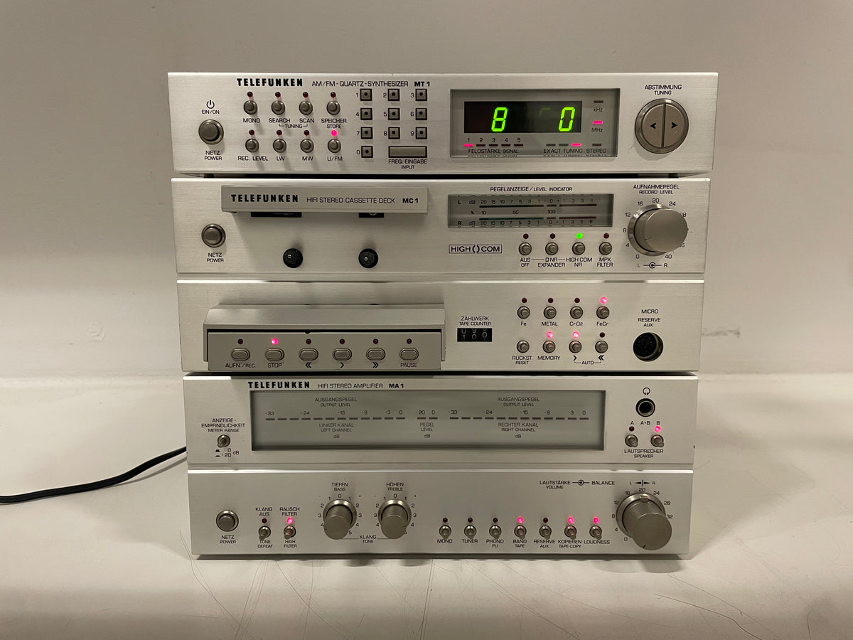 Telefunken M1 System – MA1 Amplifier / MT1 Quartz Tuner / MC1 Cassette Deck – Complete 3-Piece Set