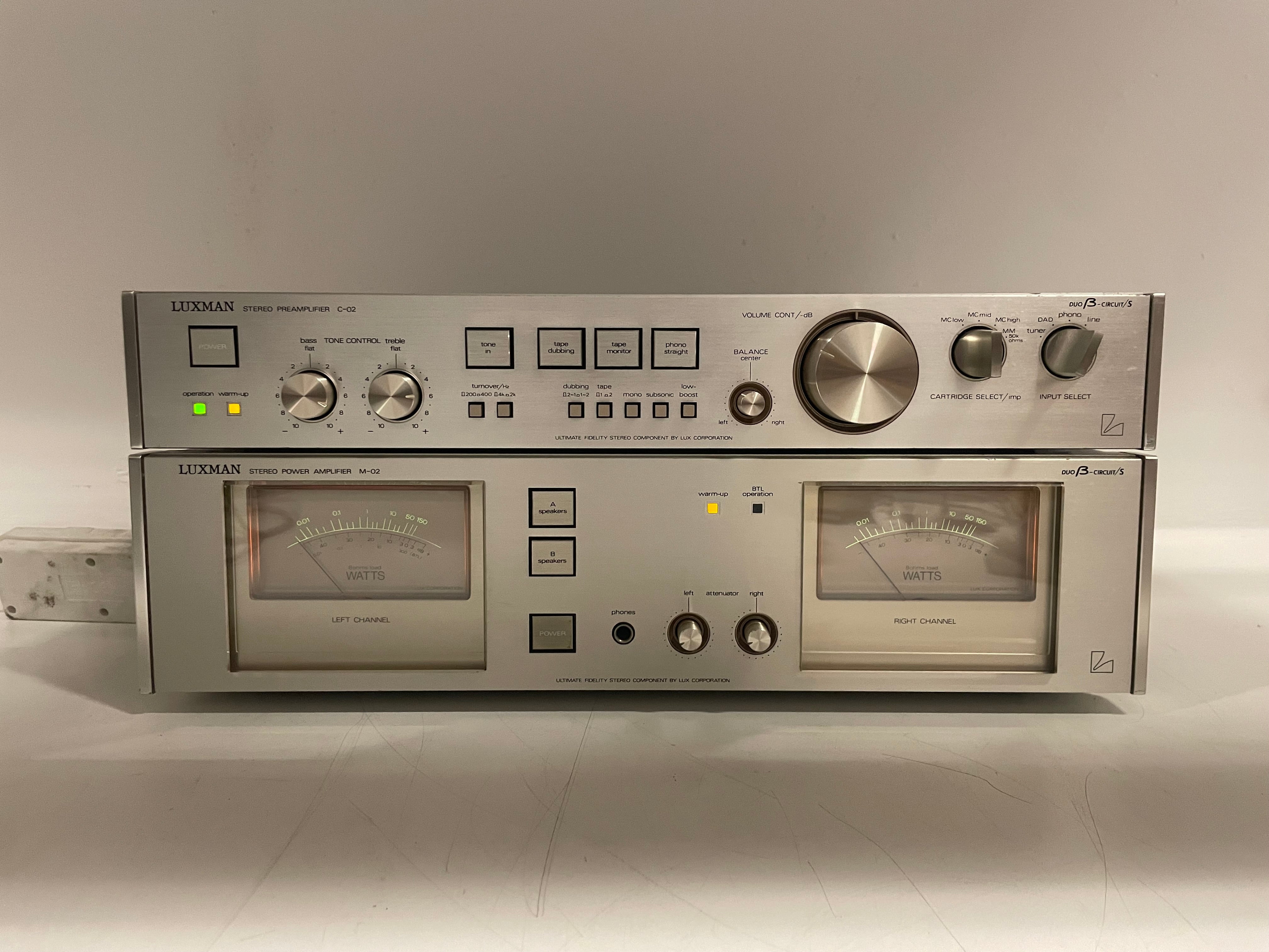 Luxman - C-02/M-02 - Power/Pre-Amplifier Set - Serviced (Repaired)