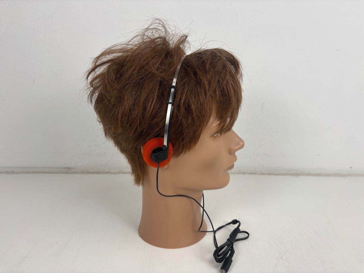 Vintage On-Ear Headphones - Orange Foam Pads - Metal Headband