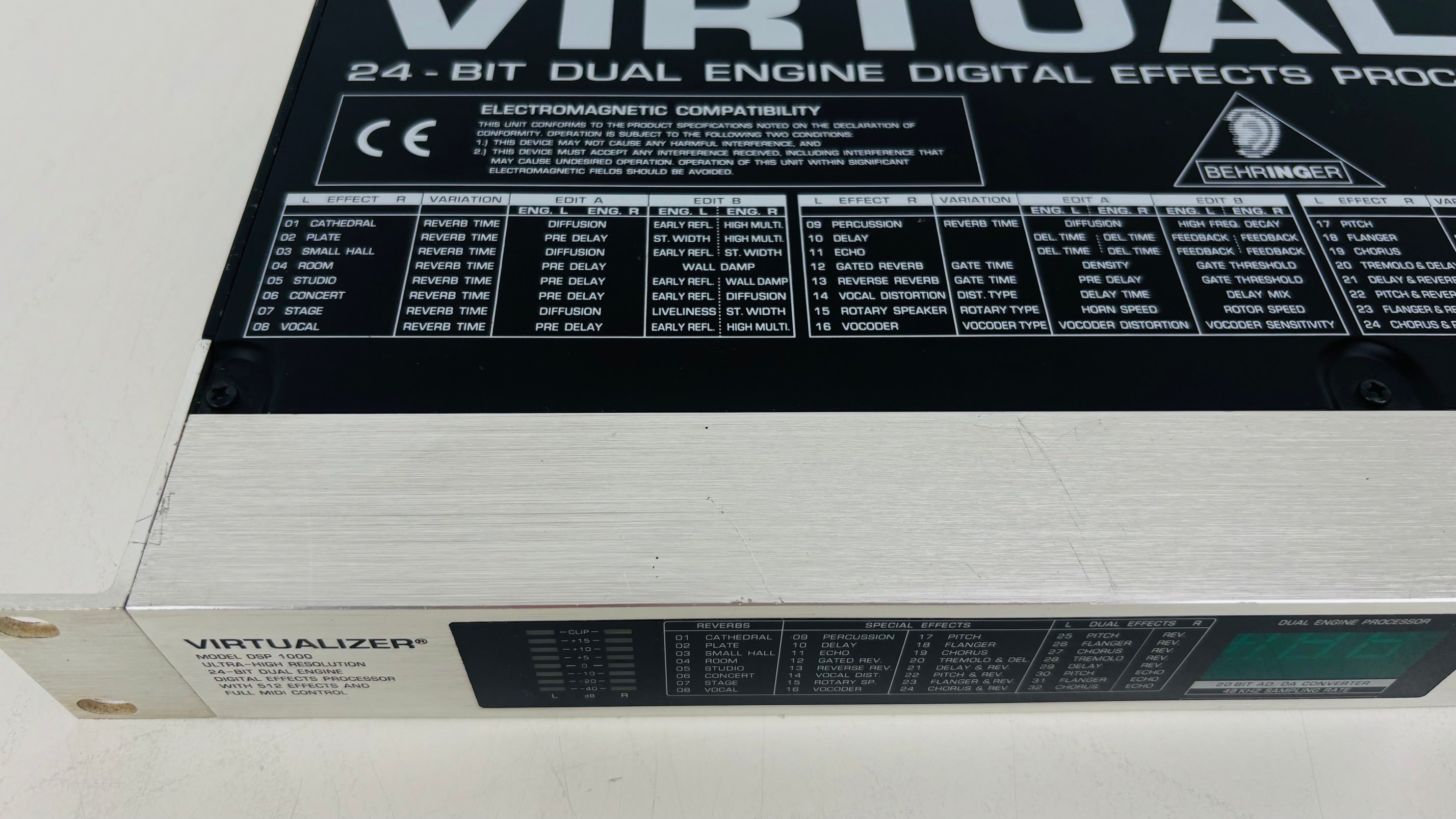 Behringer Virtualizer DSP1000 - Digital Multi-Effects Processor - 24-Bit - No PSU