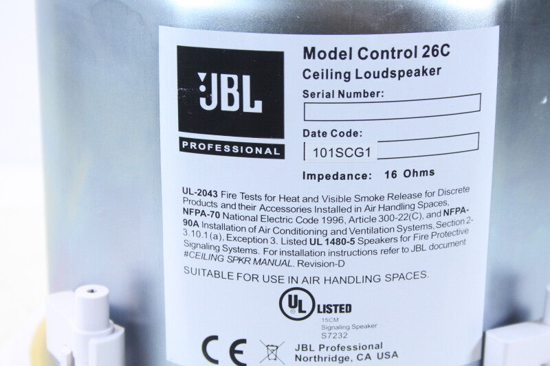 JBL Control 26C - Background/Foreground Ceiling Speaker