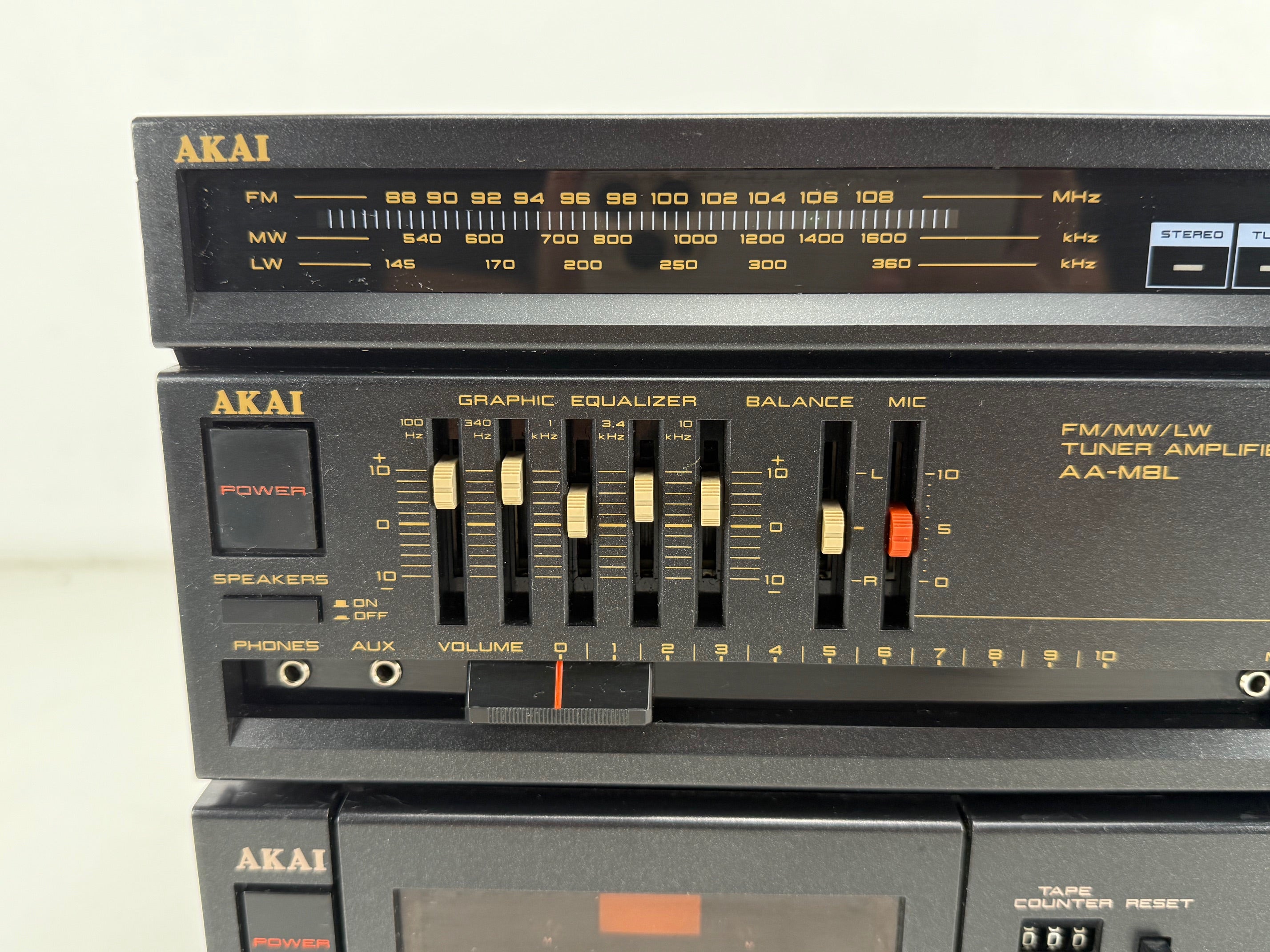 Akai AA-M8L Tuner Amplifier / HX-M10 Stereo Cassette Deck  Set - New Belts