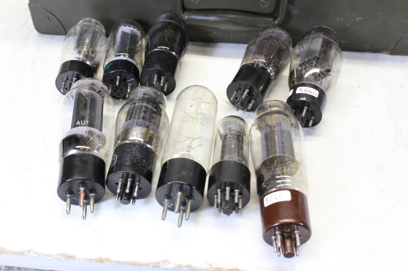 Miscellaneous Old Army Chest full of Radio Tubes and Transformers