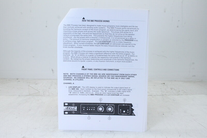 BBE Sound Inc. Model 462 Sonic Maximizer User Manual