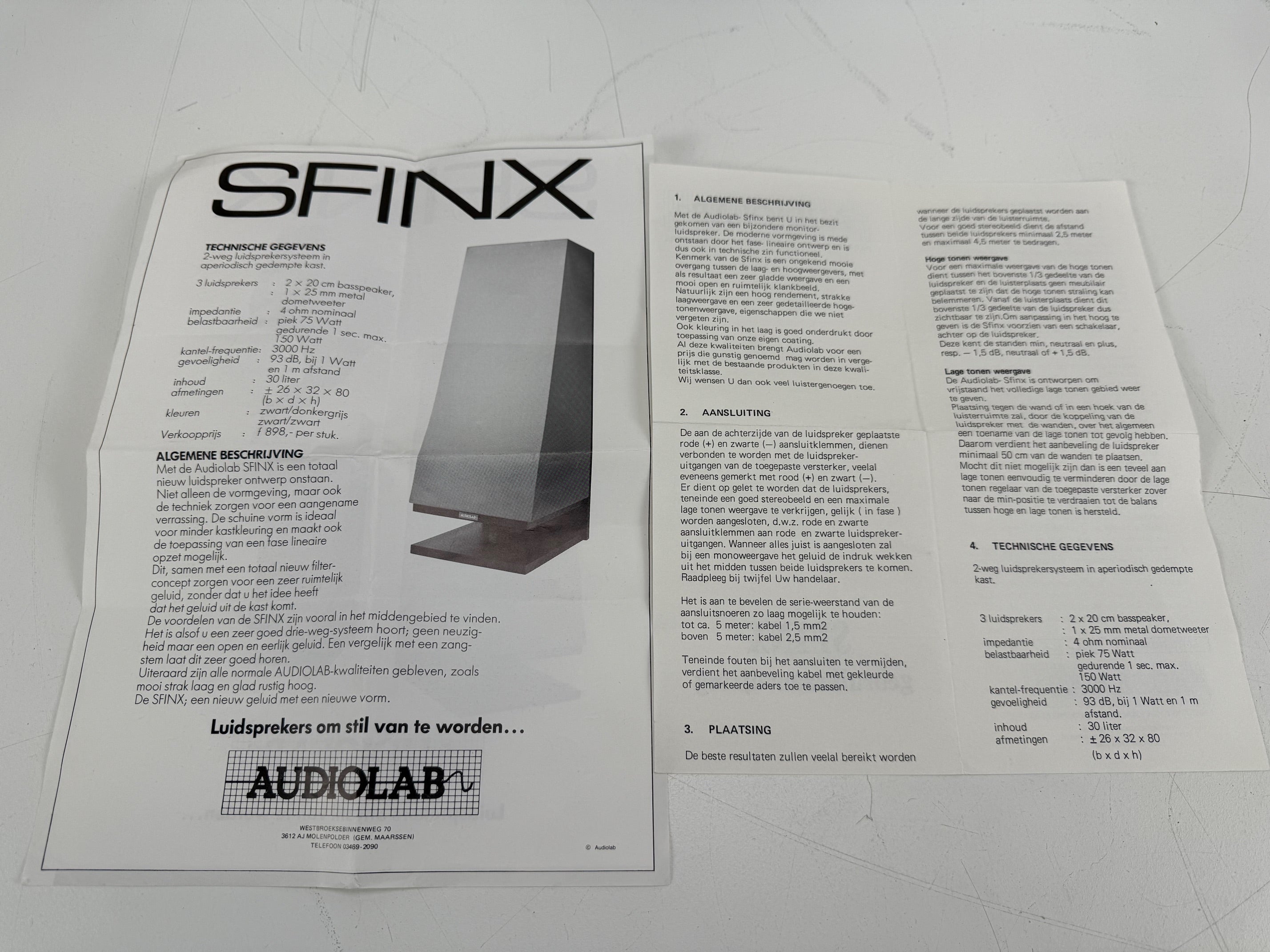 Sphinx Audiolab Speaker Set Matching Pair - Fully Working