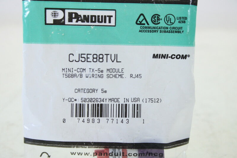 Panduit CJ5E88TVL Mini-Com TX-5e Modular Jack Violet
