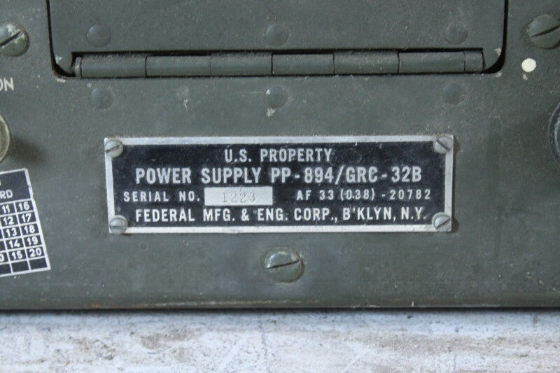 Federal MFG. & Eng. Corp. Power Supply PP-894/GRC-32B
