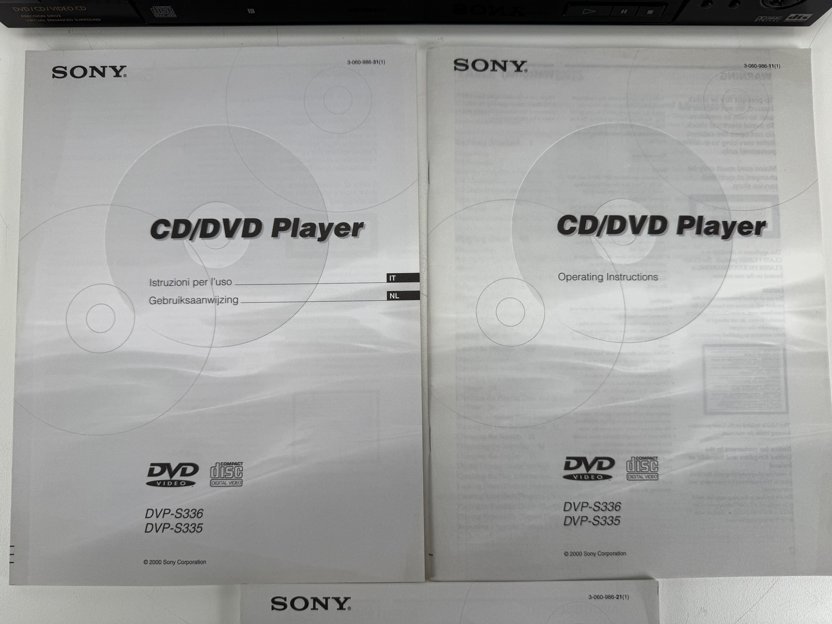 Sony DVP-S335 cd/dvd-speler - Originele handleidingen