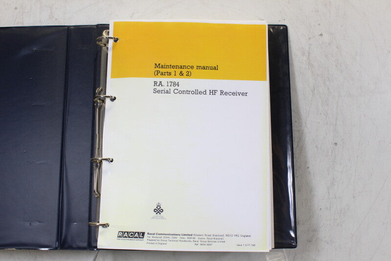 Racal RA 1784 Maintenance Manual Parts 1 and 2
