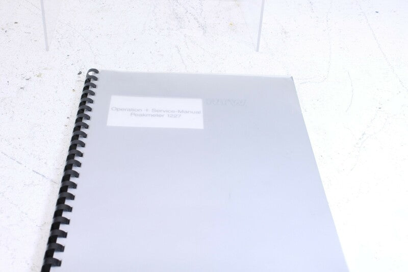 RTW peakmeter 1227 Operation and service manual