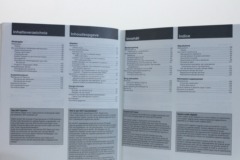 Sony Digital Audio Tape Deck Instruction Manual Multilingual