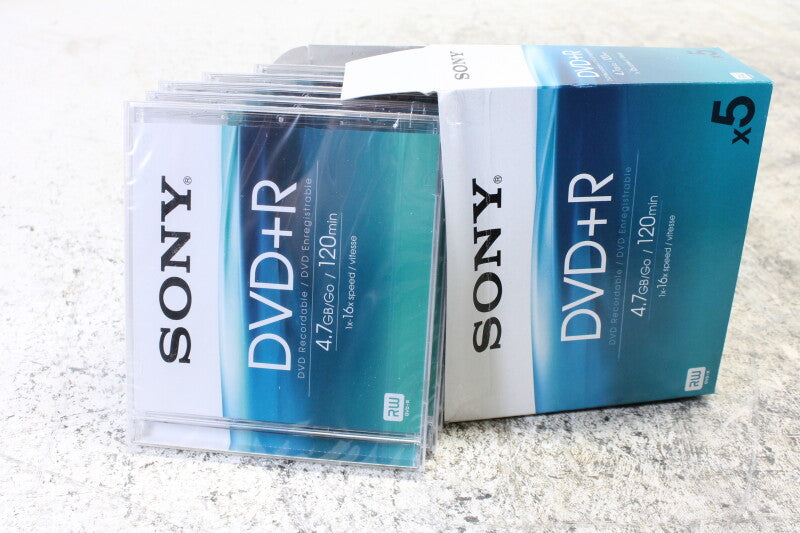 Sony DVD+R recordable 4.7gb 120min in jewelcase 5pack NEW/UNUSED