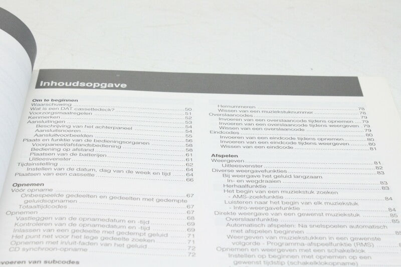 Sony Digital Audio Tape Deck Instruction manual