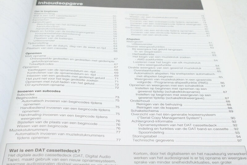 Sony Digital Audio Tape Deck Instruction manual